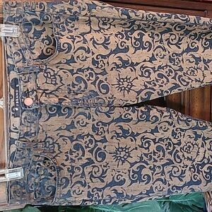 J Brand Gold and Blue Brocade Skinny Jeans Size 29